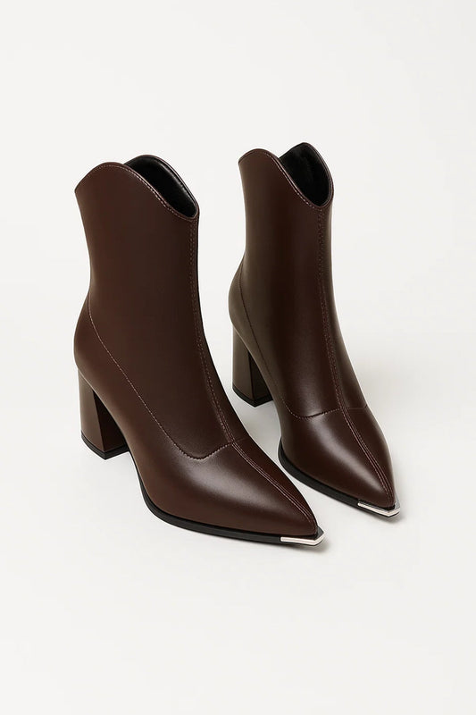 Bottines Femme | bout pointu | talon bloc structuré pour Hiver