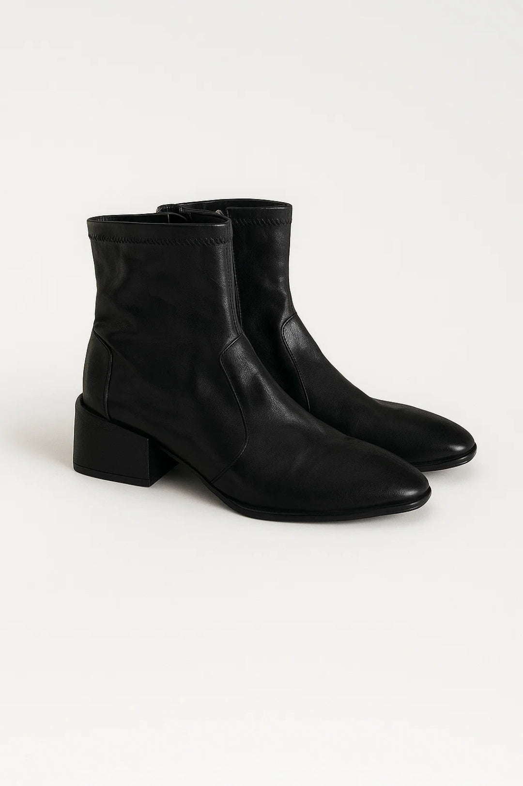 Bottines à Talon Carré Femme | Bottines Noires Classiques à Bout Pointu | Légères et Respirantes