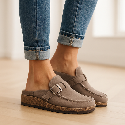 Céline - Mules Orthopédiques Femme Chic avec Boucle et Semelle Plateforme Confortable