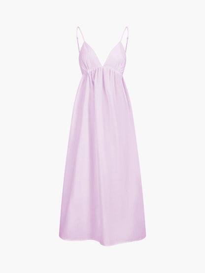 Céline - Robe Maxi Femme Bohème à Bretelles Fines avec Col V Plongeant et Jupe Évasée
