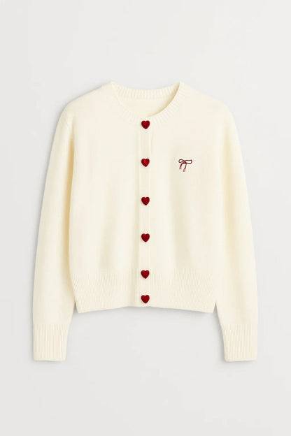 Cardigan Boutons Cœur | Gilet Femme | Élégant et Confortable