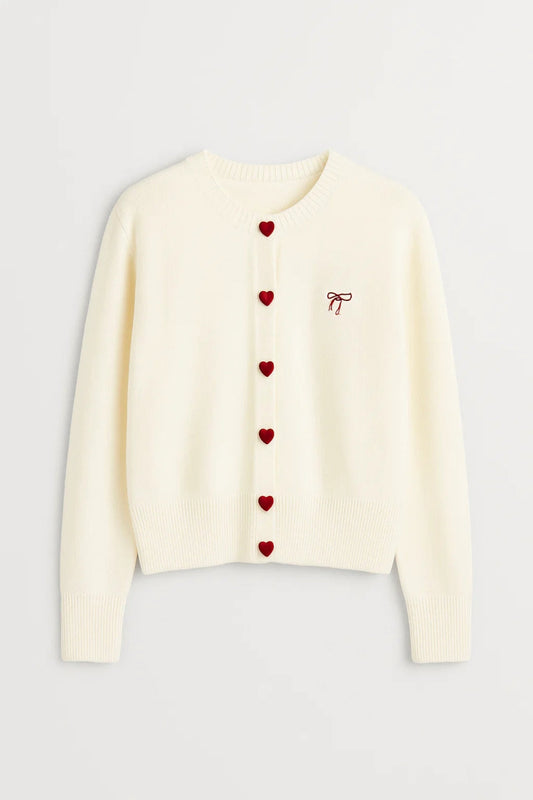 Cardigan Boutons Cœur | Gilet Femme | Élégant et Confortable