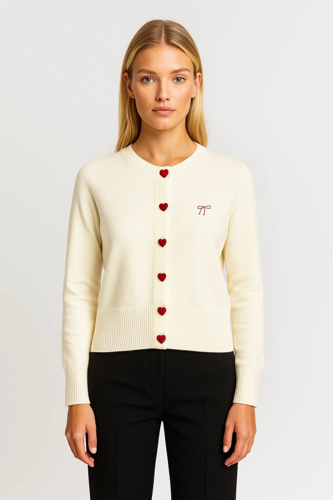 Cardigan Boutons Cœur | Gilet Femme | Élégant et Confortable