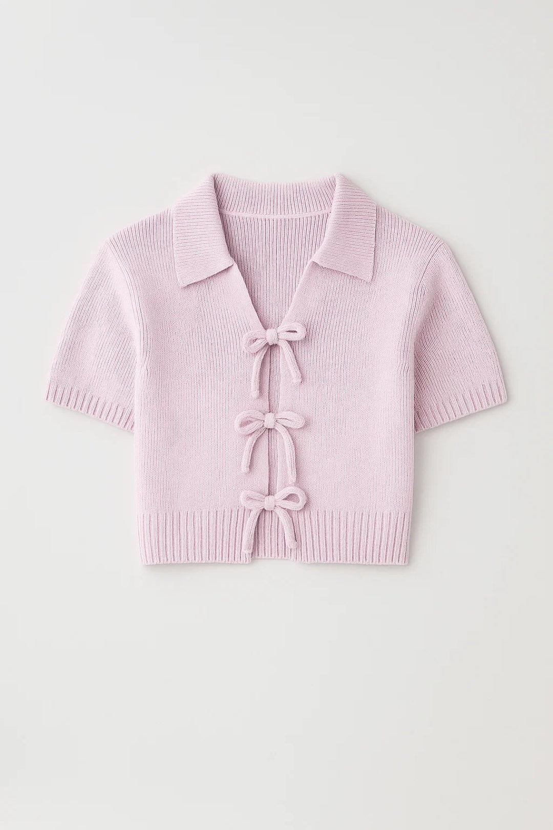 Top Femme - Manches Courtes Col Polo Noeuds Décoratifs | Casual