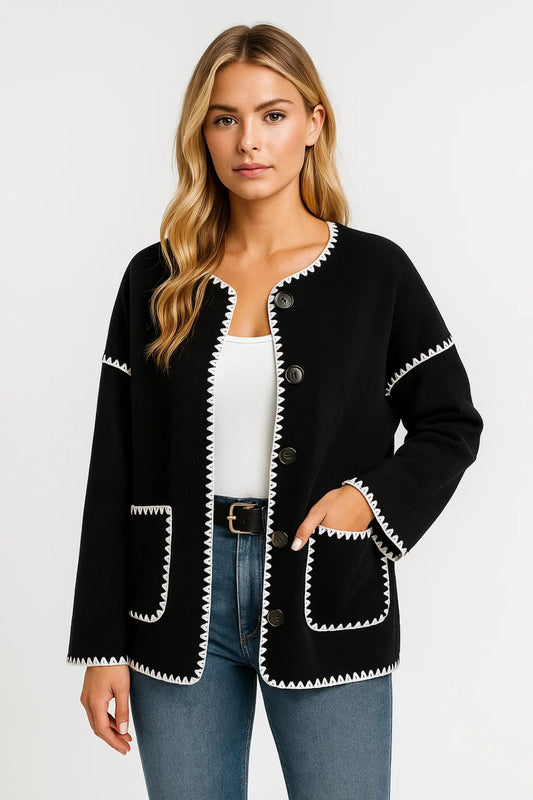 Cardigan Femme | texturé | coupe droite décorative pour Hiver