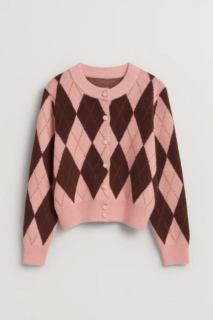 Cardigan à Losanges | Gilet femme | Chaud et Rétro