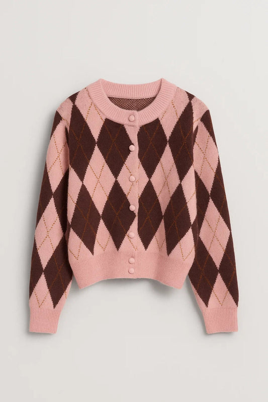 Cardigan à Losanges | Gilet femme | Chaud et Rétro