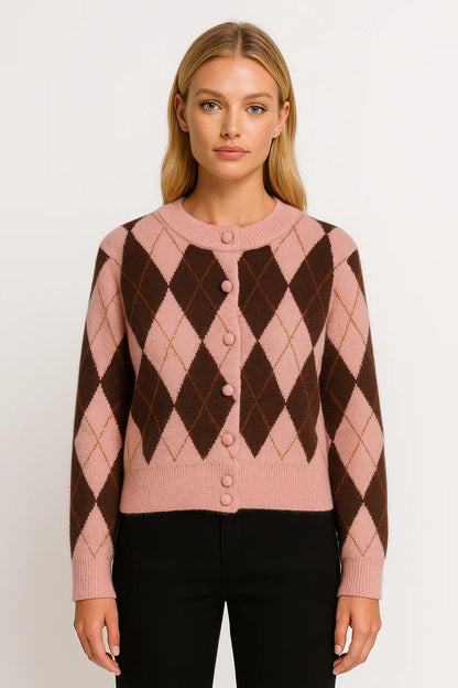 Cardigan à Losanges | Gilet femme | Chaud et Rétro