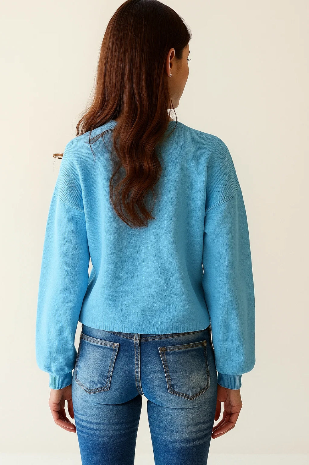 Veste en Maille Fantaisie | Bleu Pastel | Motifs Ludiques