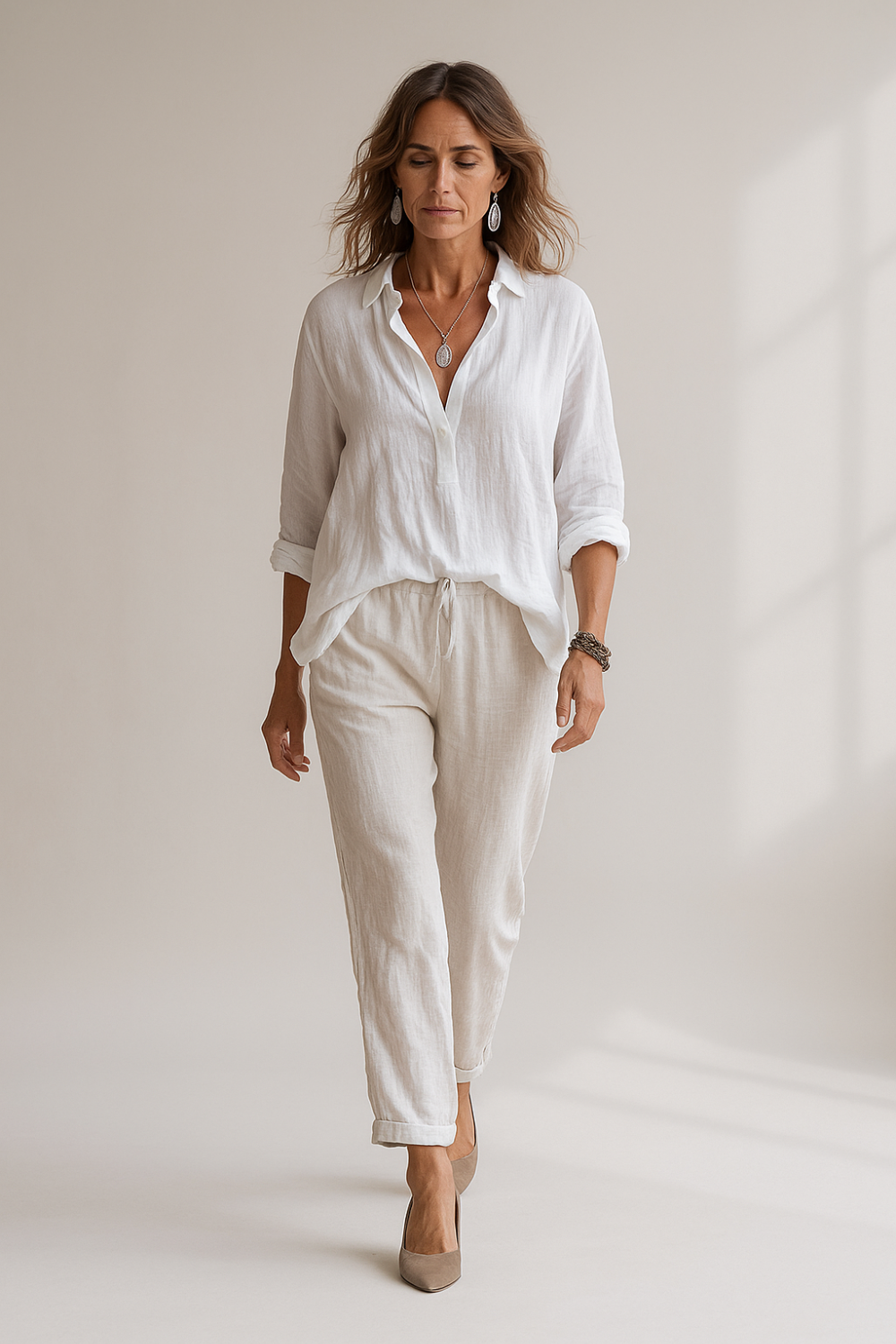 Chemise Femme Lin | Coupe Décontractée | Boutonnage Léger