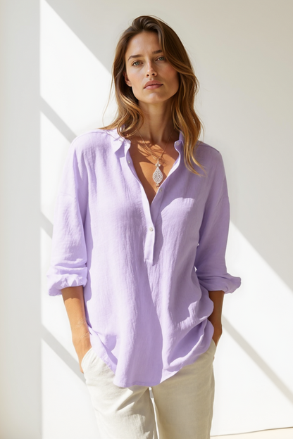 Chemise Femme Lin | Coupe Décontractée | Boutonnage Léger