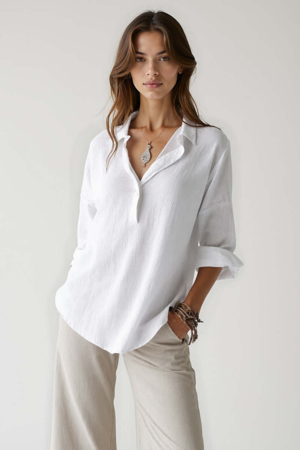 Chemise Femme Lin | Coupe Décontractée | Boutonnage Léger