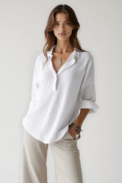 Chemise Femme Lin | Coupe Décontractée | Boutonnage Léger