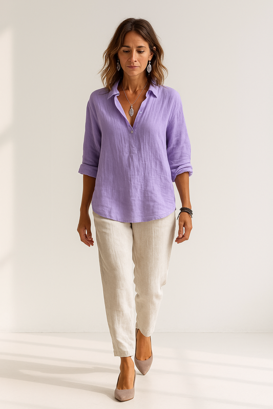 Chemise Femme Lin | Coupe Décontractée | Boutonnage Léger