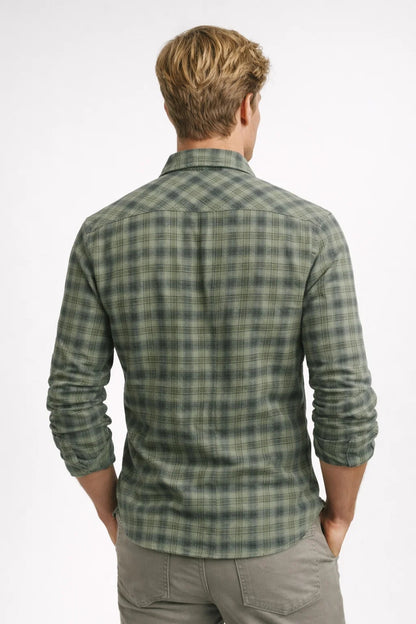 Chemise Homme | carreaux & manches longues | poche poitrine boutonnée pour Printemps