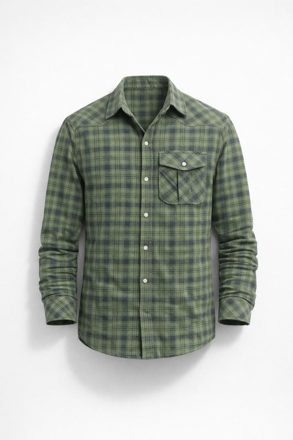 Chemise Homme | carreaux & manches longues | poche poitrine boutonnée pour Printemps