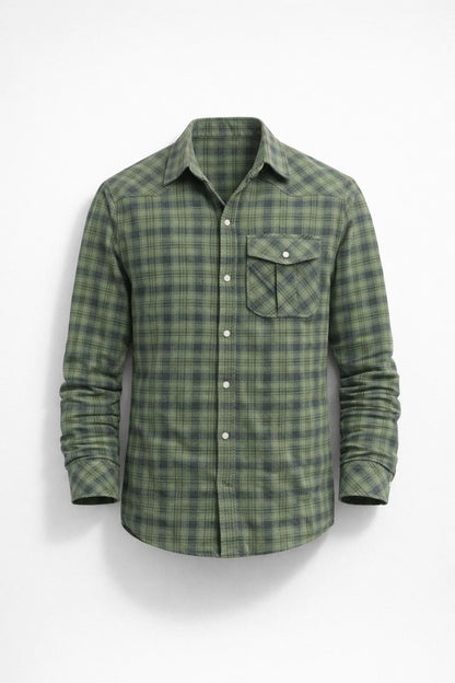 Chemise Homme | carreaux & manches longues | poche poitrine boutonnée pour Printemps