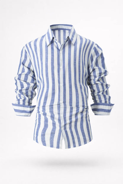 Chemise Homme - Manches Longues Rayures Larges Col Classique | Été