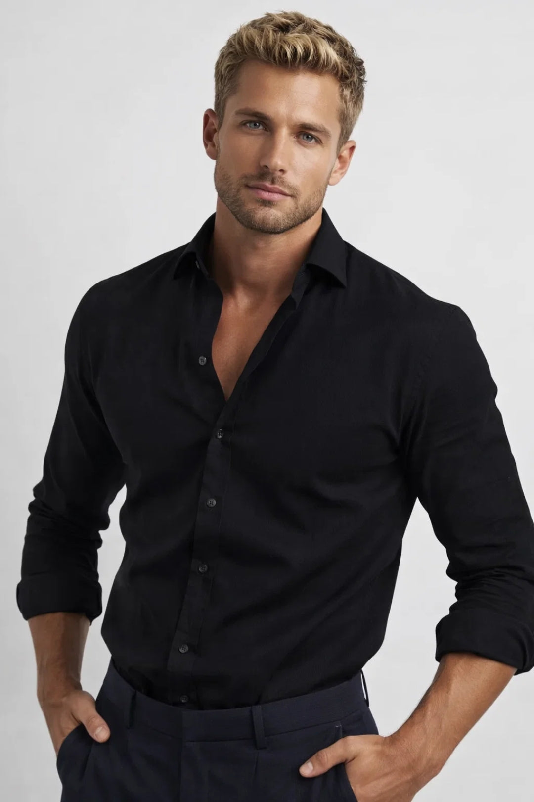 Chemise Homme | élégant & classique | col ouvert pour Printemps