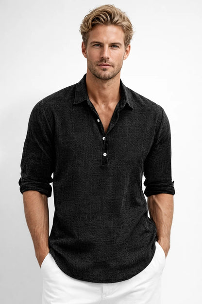 Chemise Homme | lin & manche longue | col ouvert boutonné pour Printemps