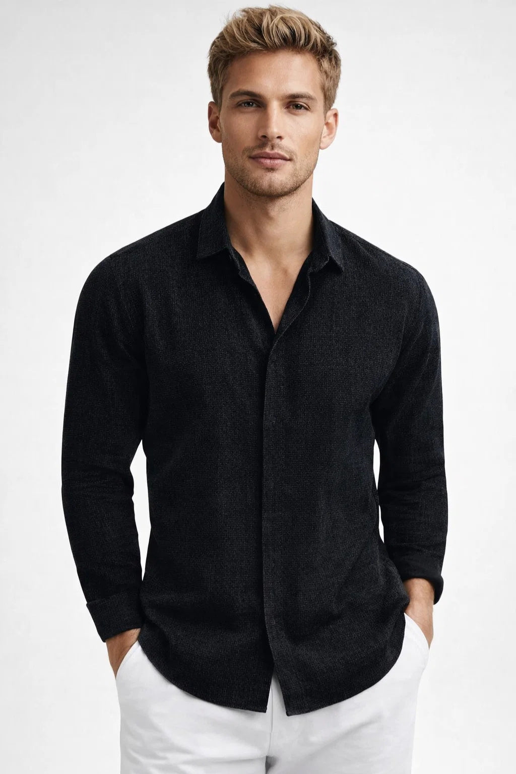 Chemise Homme | lin été & manches longues | coupe ajustée moderne pour Été