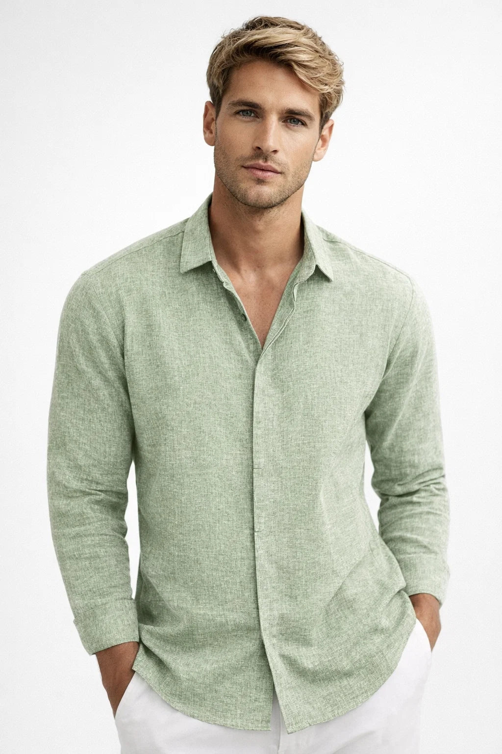 Chemise Homme | lin été & manches longues | coupe ajustée moderne pour Été