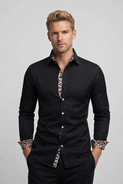 Chemise Homme - Coupe Ajustée Poignets Contrastés Paisley | Chic