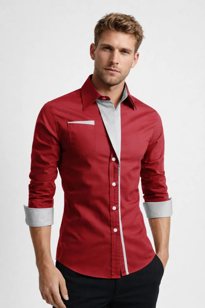 Chemise Homme | slim fit & manches longues | empiècement contrasté pour Printemps