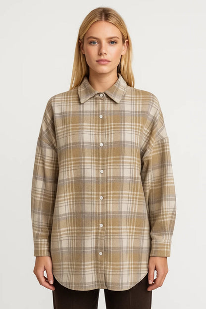 Chemise Longue à Carreaux | Surchemise Décontractée Femme | Légère et Respirante