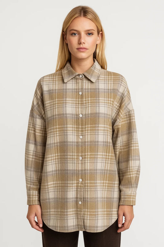 Chemise Longue à Carreaux | Surchemise Décontractée Femme | Légère et Respirante