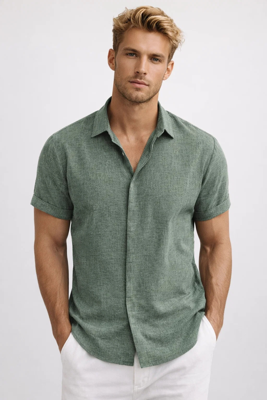 Chemise manches courtes Homme | chic & tendance | coupe droite fluide pour Été