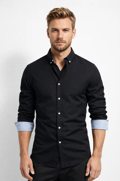Chemise Homme - Coupe Ajustée Boutons Contrastés | Casual