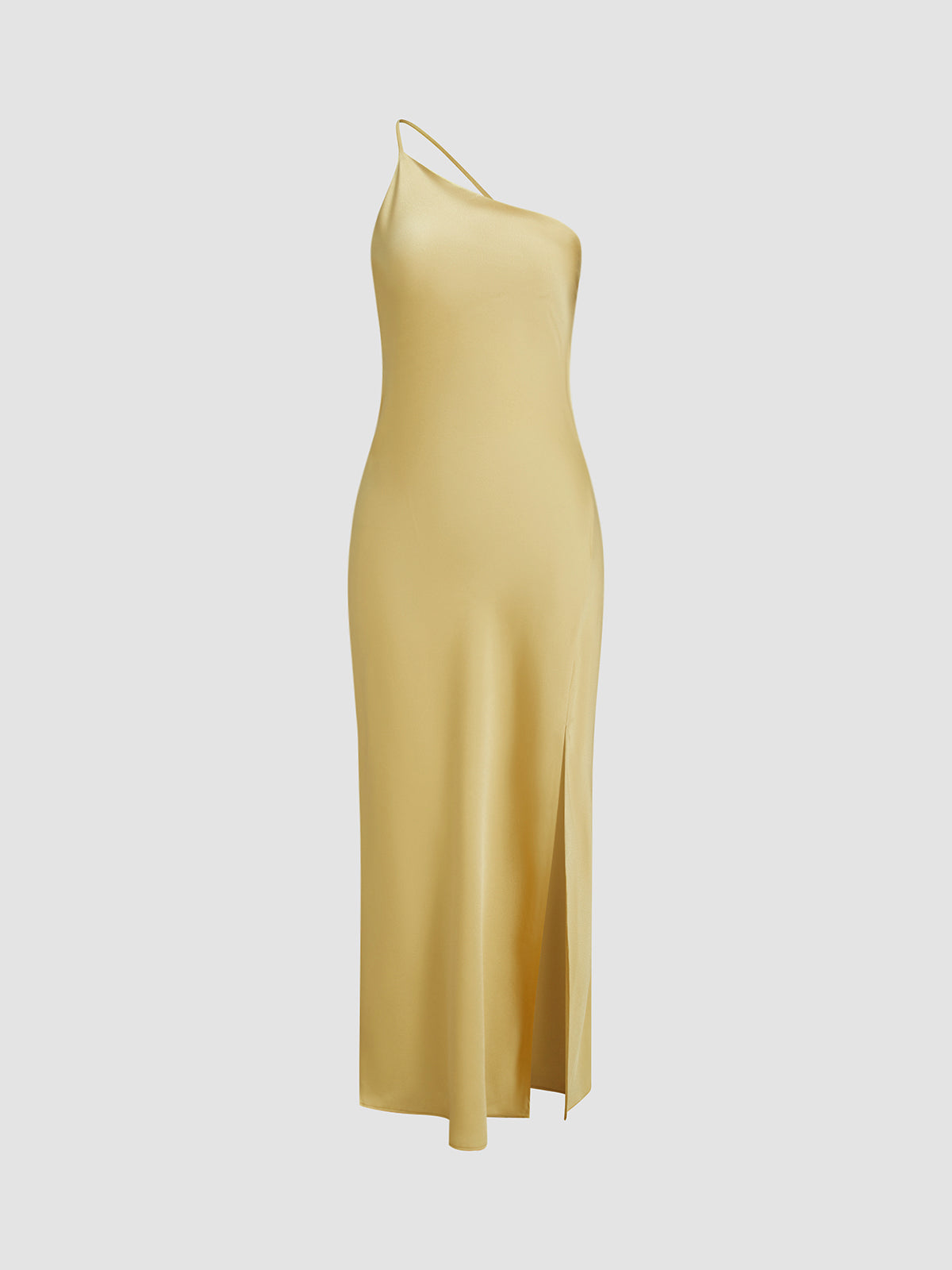 Chloé - Robe Invitée Mariage Femme Midi Asymétrique à Bretelle Unique et Fente Élégante