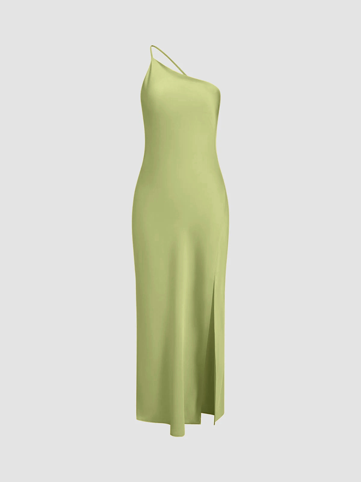 Chloé - Robe Invitée Mariage Femme Midi Asymétrique à Bretelle Unique et Fente Élégante