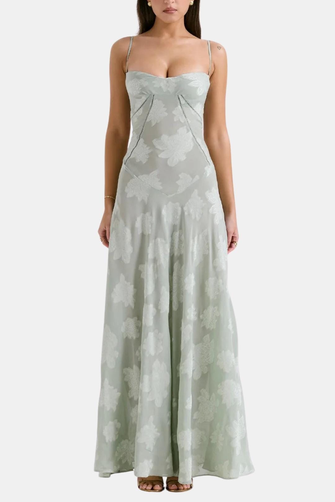 Chloé - Robe Mariage Invitée Femme Romantique Longue avec Fines Bretelles et Buste Structuré