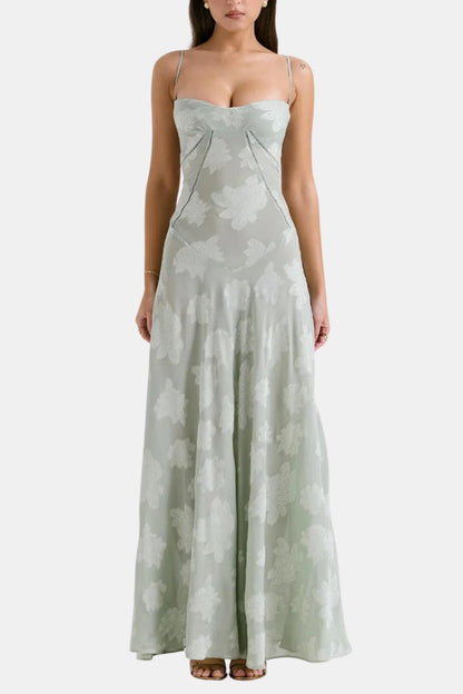 Chloé - Robe Mariage Invitée Femme Romantique Longue avec Fines Bretelles et Buste Structuré