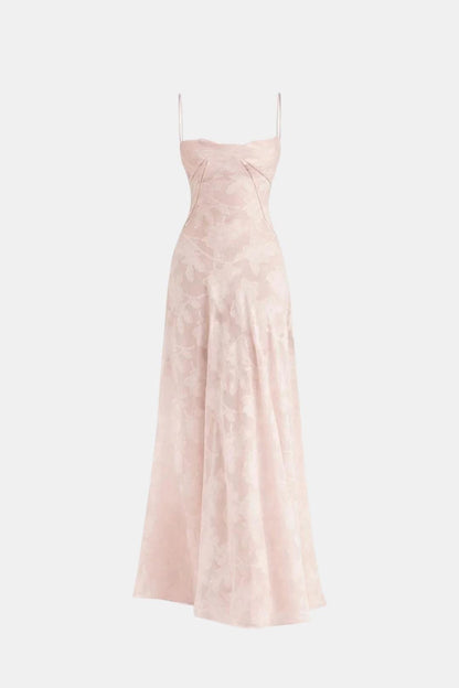 Chloé - Robe Mariage Invitée Femme Romantique Longue avec Fines Bretelles et Buste Structuré