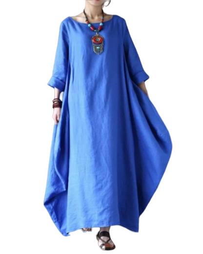 Chloé - Robe Maxi Bohème Femme en Lin avec Manches Chauve-Souris et Coupe Oversize