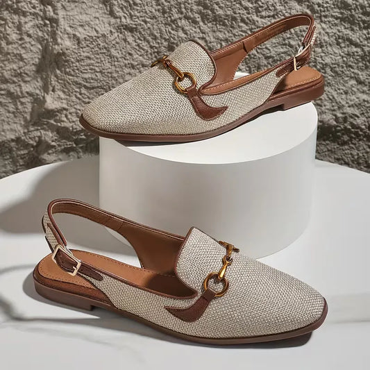 Chloé - Sandales Orthopédiques Femme Chic à Bride Arrière avec Détail Mors Doré