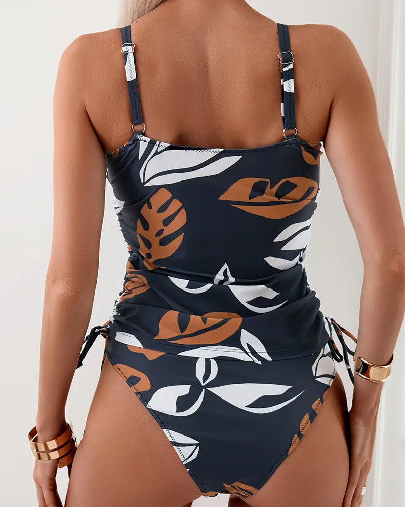 Clara - Maillot de Bain Femme Une Pièce Tendance à Imprimé Tropical avec Liens Latéraux Ajustables