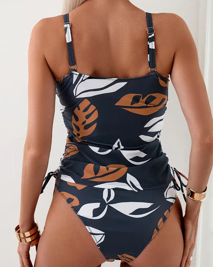 Clara - Maillot de Bain Femme Une Pièce Tendance à Imprimé Tropical avec Liens Latéraux Ajustables