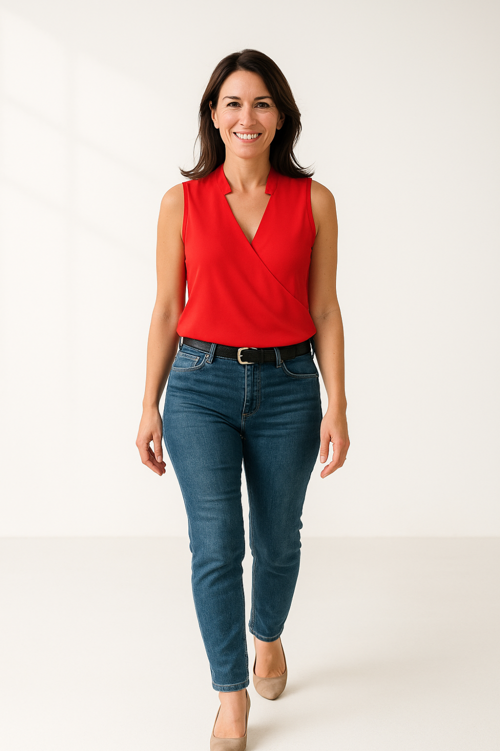 Blouse Sans Manches Femme | Col Fendu Moderne | Tissu Chiffon Fluide