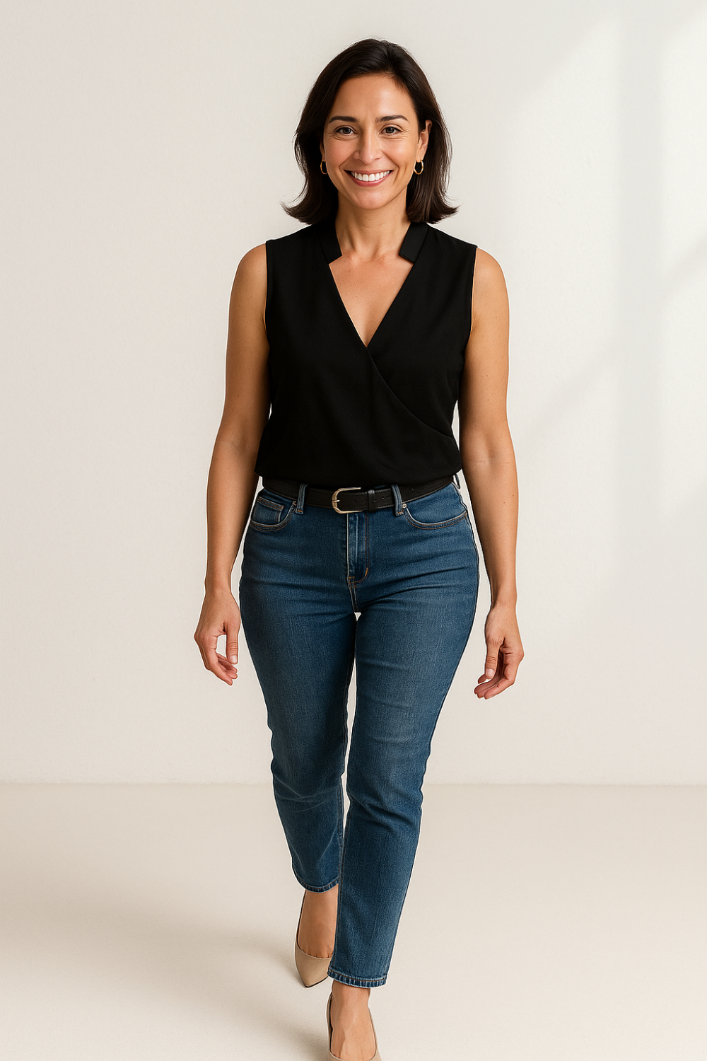 Blouse Sans Manches Femme | Col Fendu Moderne | Tissu Chiffon Fluide