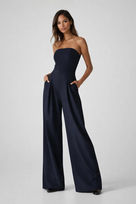 Combinaison Femme - Bustier Jambes Larges Poches | Élégante