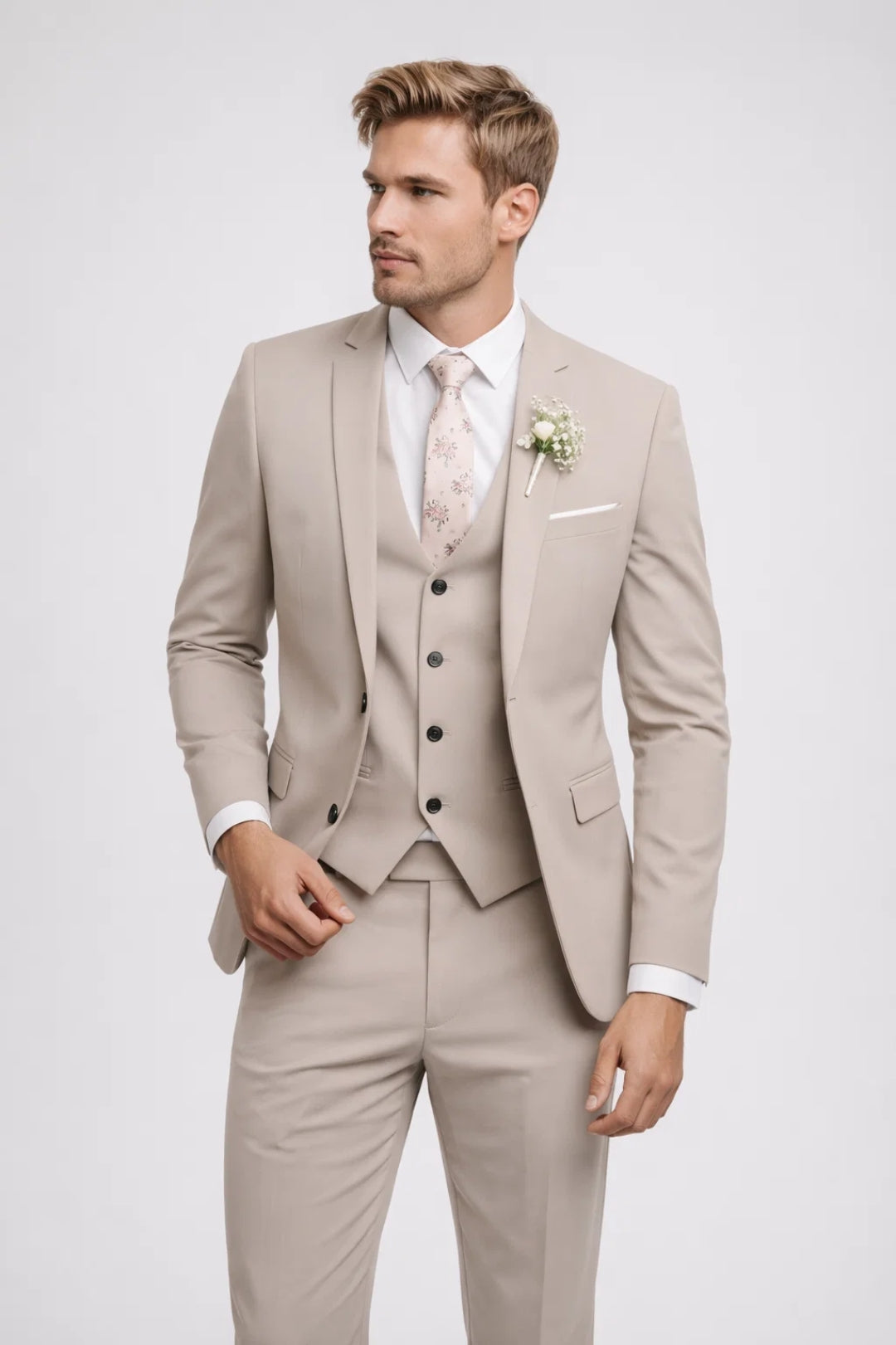 Costume 3 pièces Homme | élégance pastel & allure raffinée | coupe ajustée pour Printemps