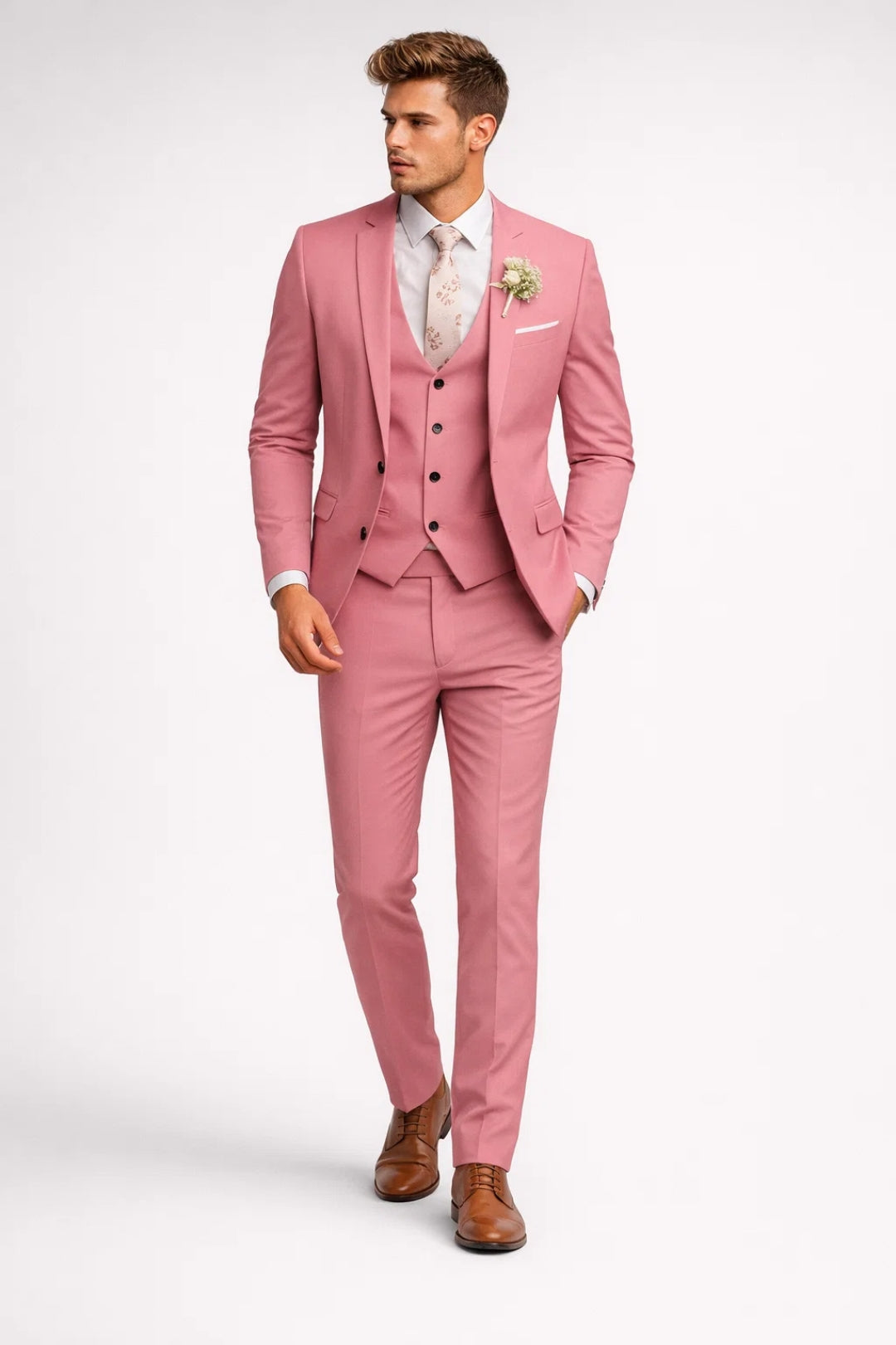 Costume 3 pièces Homme | élégance pastel & allure raffinée | coupe ajustée pour Printemps