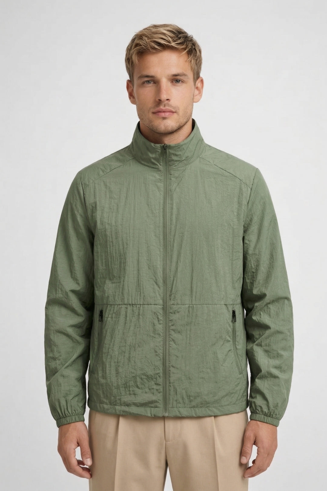 Coupe-Vent Homme - Léger Col Montant avec Poches Zippées | Casual