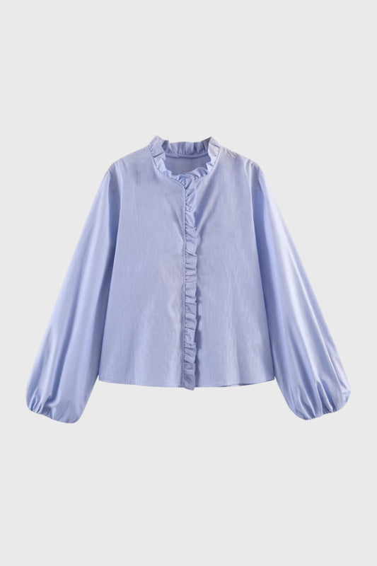 Blouse Femme - Romantique | Manches Bouffantes Col Volants