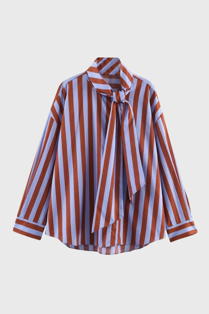 Chemise Femme - Rayée Col Lavallière | Décontractée
