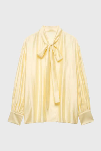 Blouse Femme - Nœud Lavallière | Manches Longues Satinées